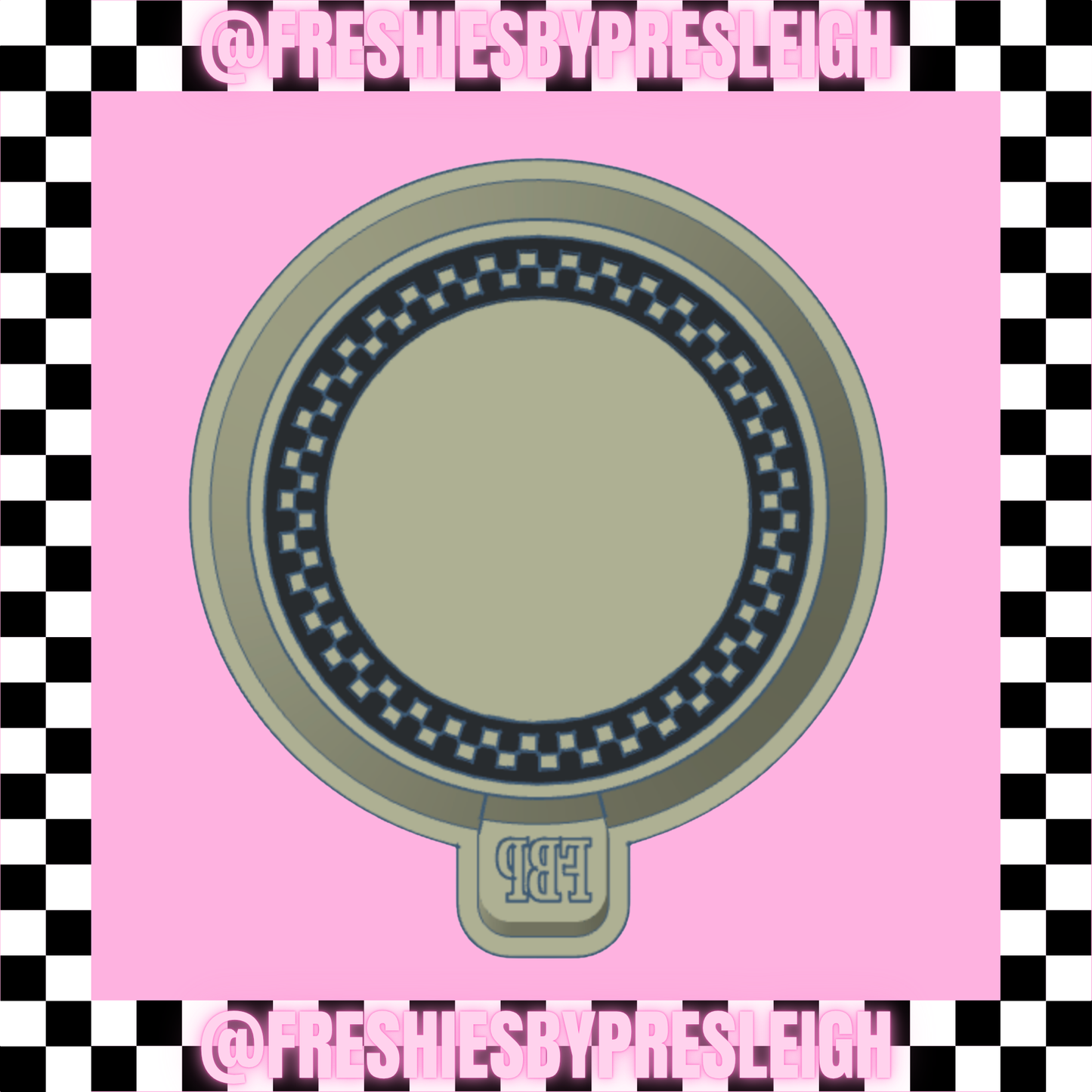 Checkered Border Circle Freshie Mold