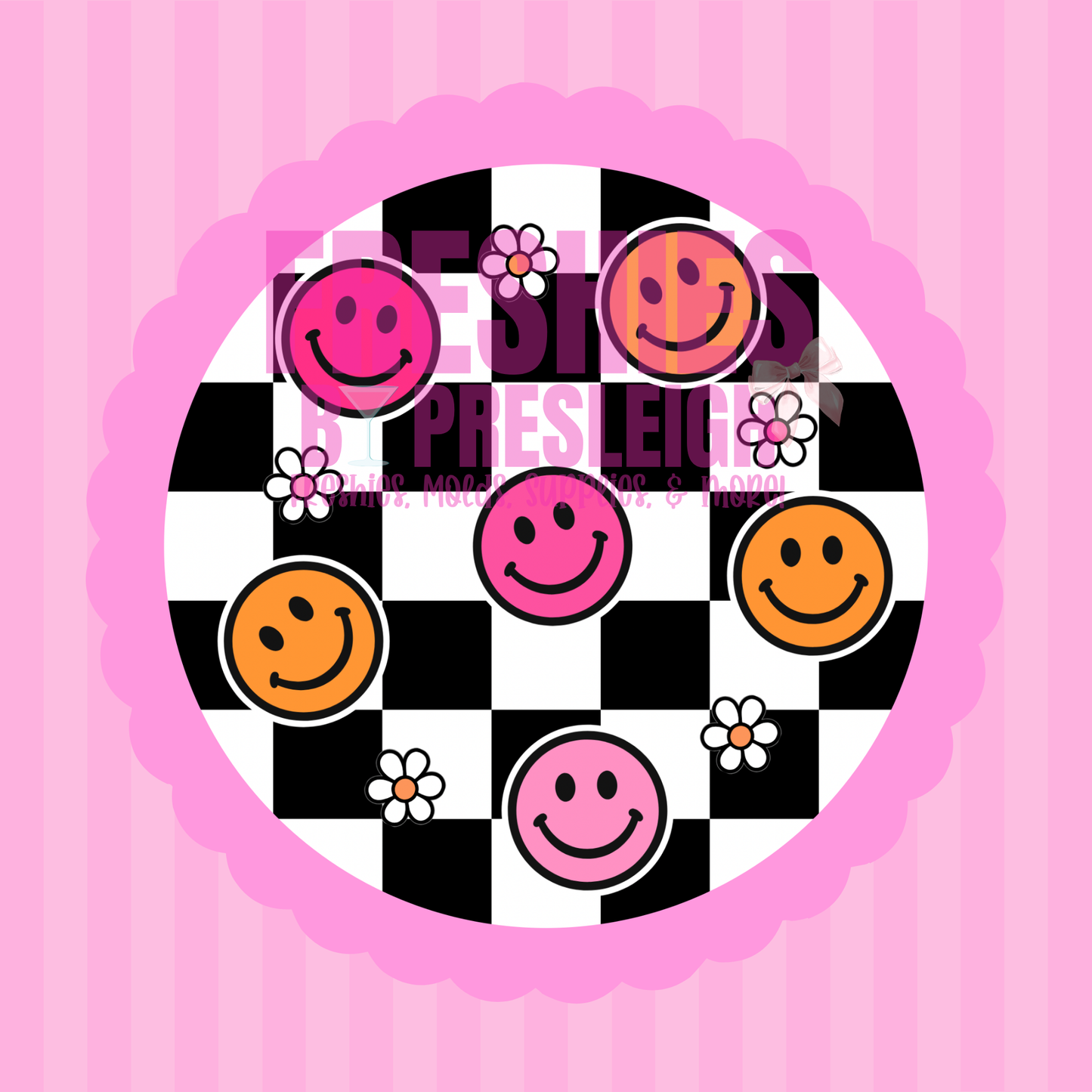 Checkered Floral Smiley Freshie Card Stock