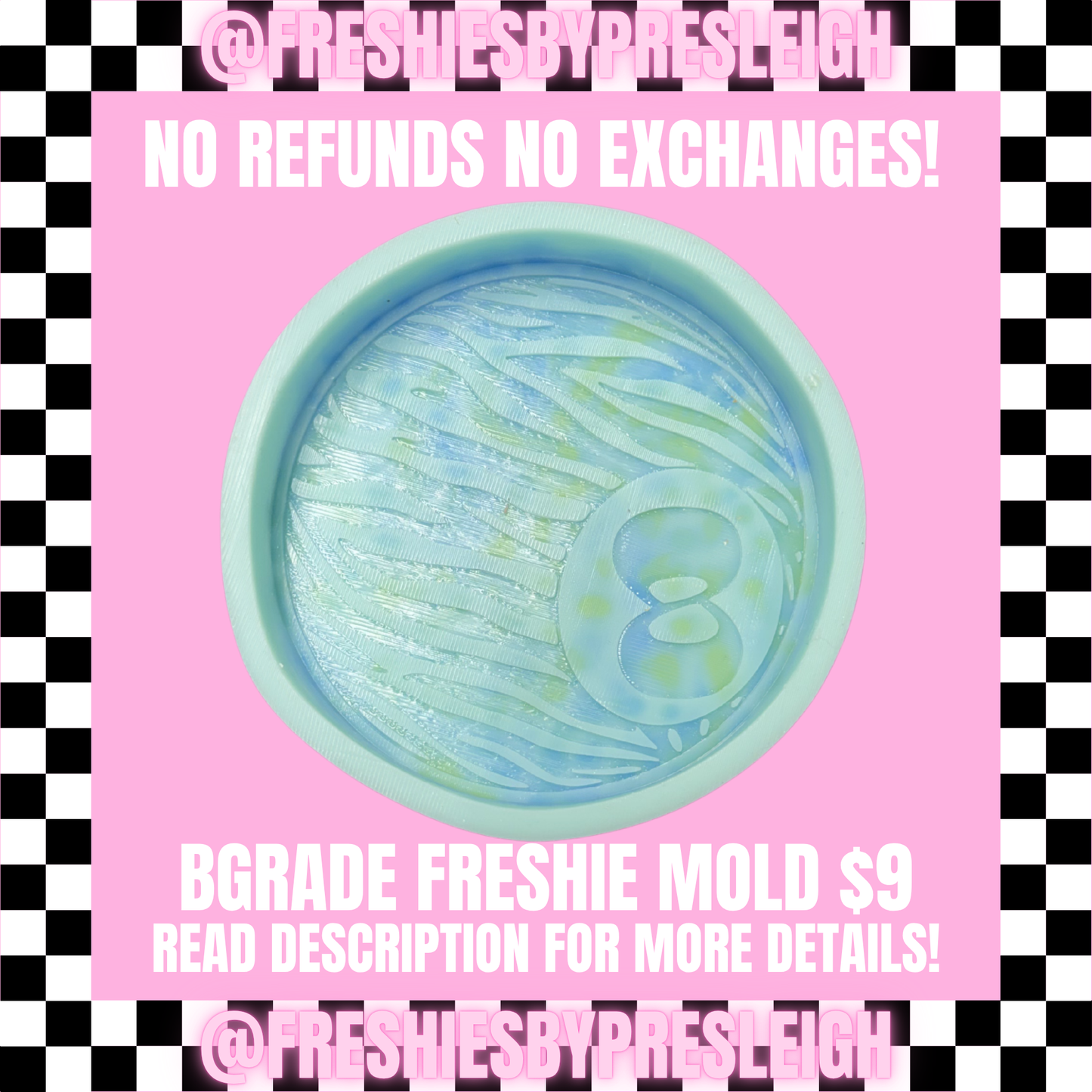 B-Grade Zebra 8 Ball Freshie Mold