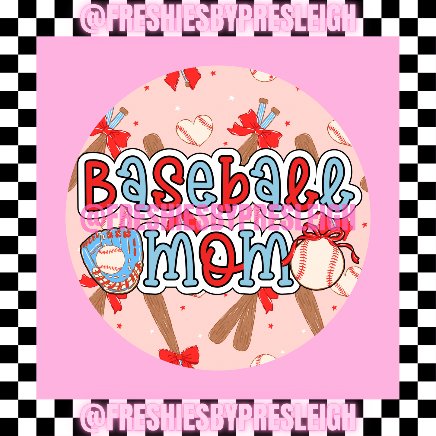 Baseball Mom (Pink) Freshie Card Stock