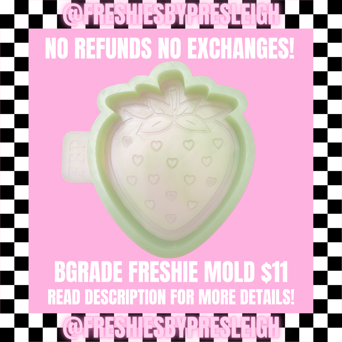 B-Grade Heart Strawberry Freshie Mold