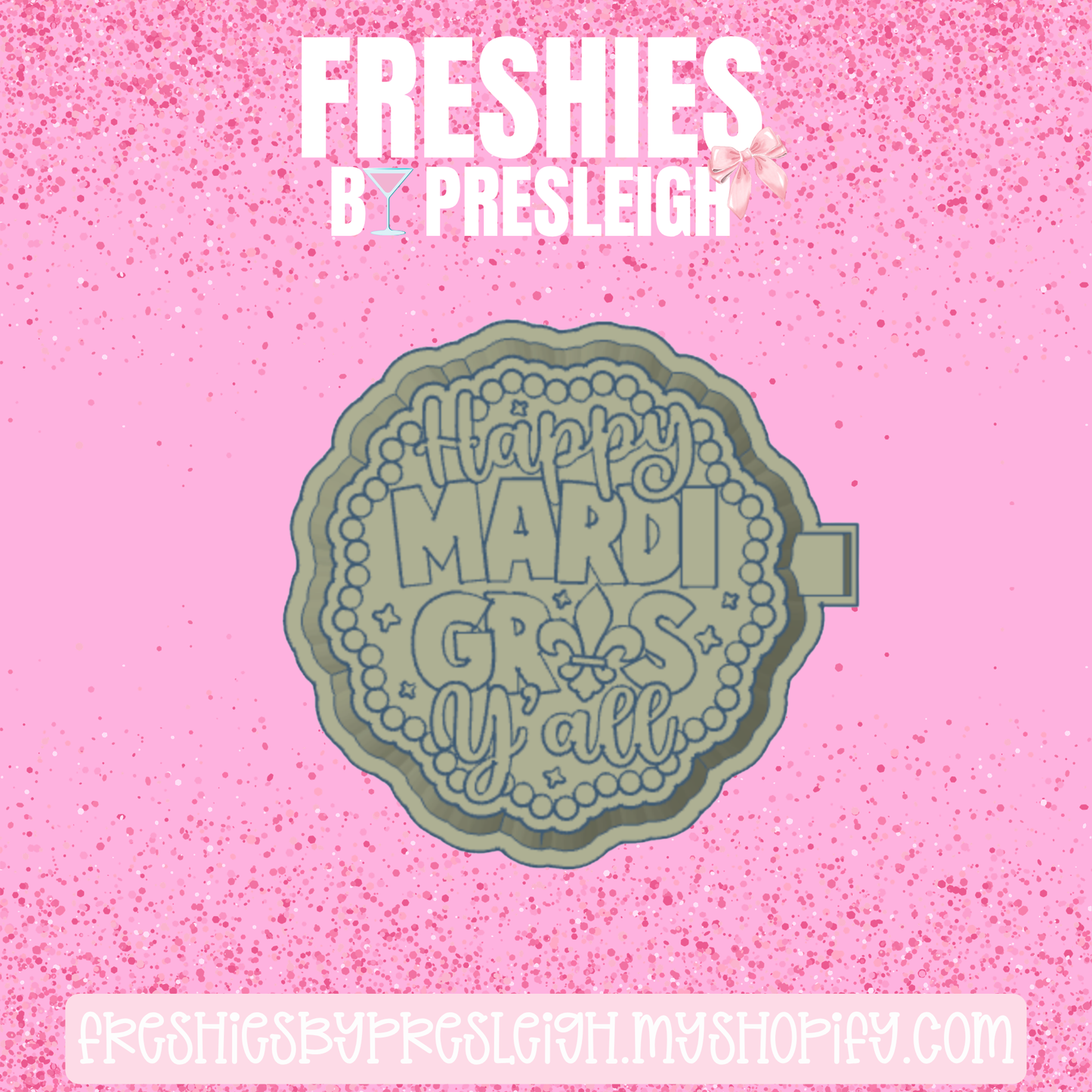 Mardi Gras Typography Freshie Mold
