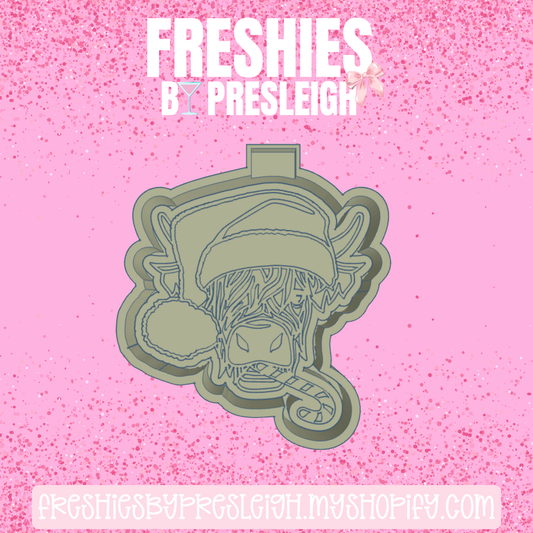 Santa Hat Highland Cow Freshie Mold