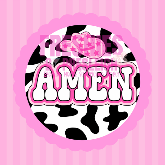 Cow Print Amen Freshie Card Stock