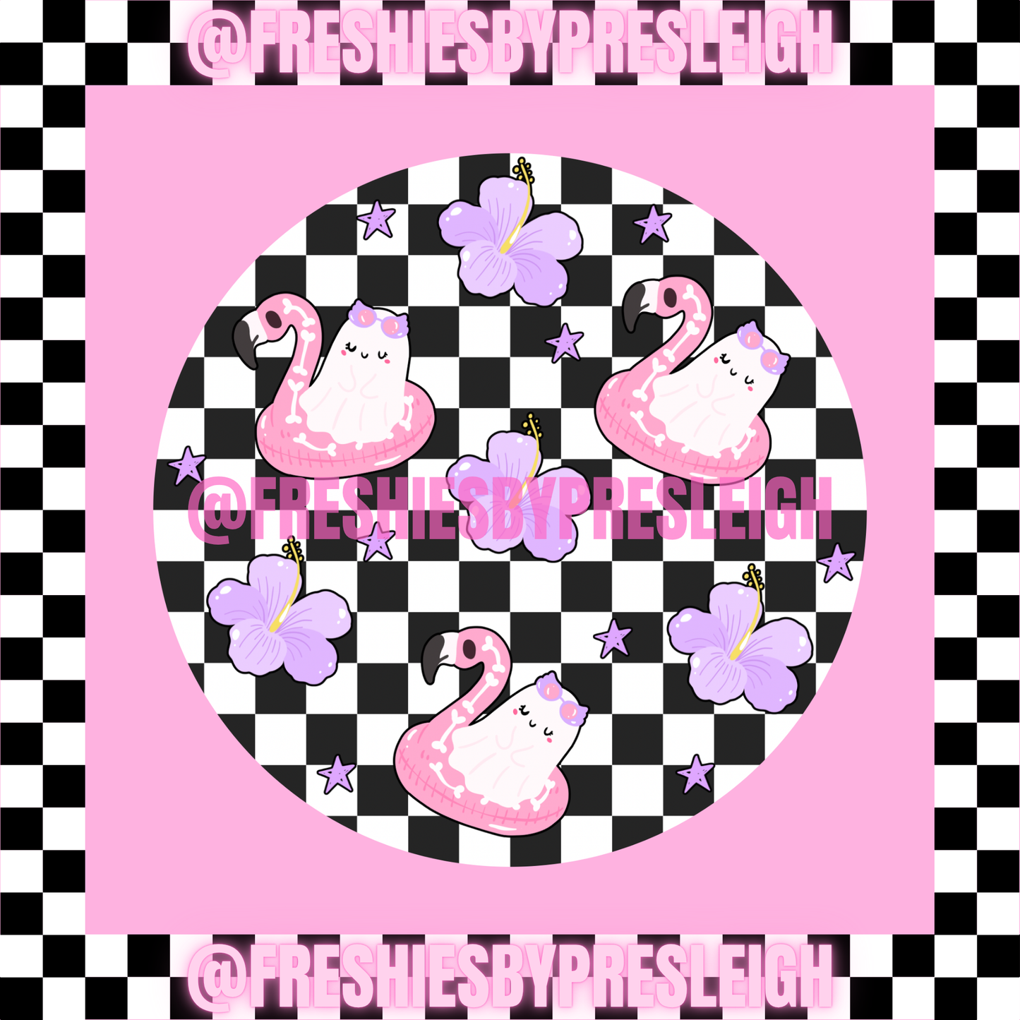 Retro Girly Ghost Freshie Card Stock
