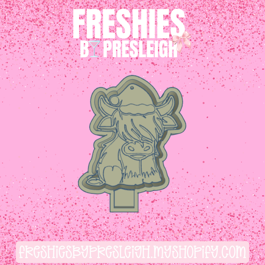 Santa Hat Highland Cow Freshie Mold