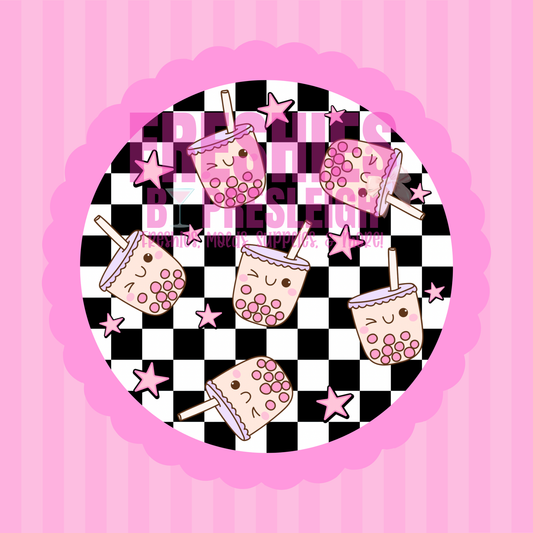 Checkered Boba Freshie Card Stock