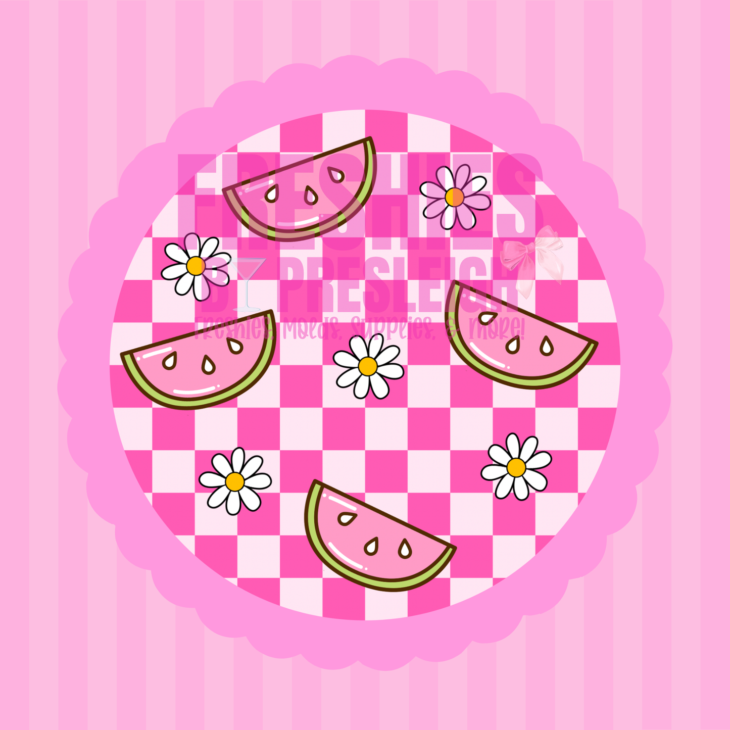 Checkered Watermelon Freshie Card Stock