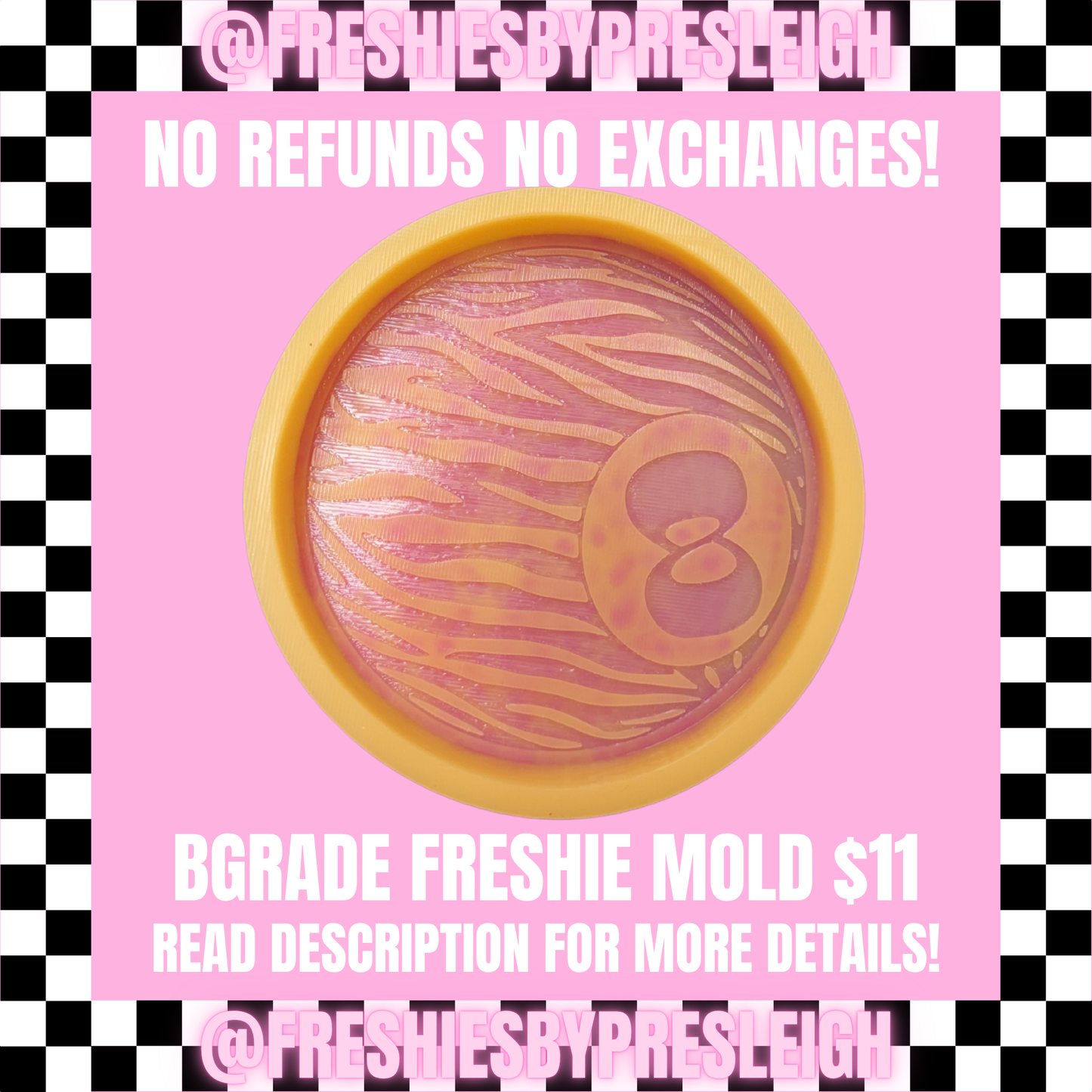B-Grade Zebra 8 Ball Freshie Mold