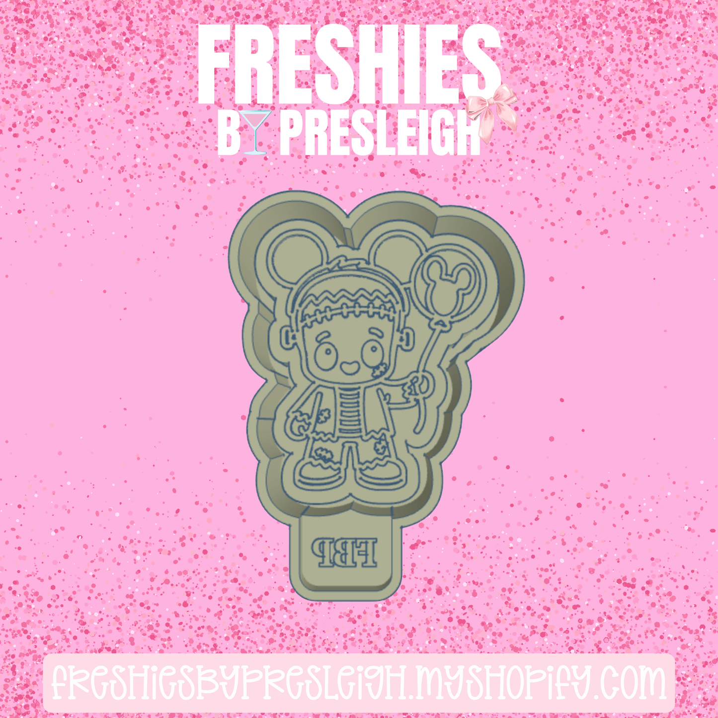 Cute Frankenstein with Ears Freshie Mold